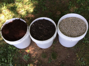 Coconut coir, compost and vermiculite