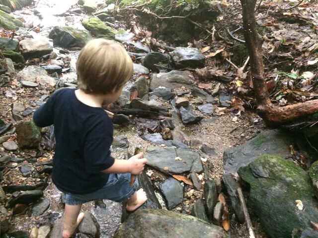 Playing in the creek on one of our favorite nearby hikes.